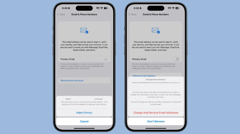 朔城苹果手机维修分享苹果 iOS 18.1 支持设置“主要”邮箱地址并更改 iCloud 邮箱 