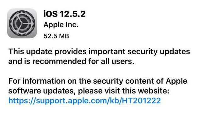 朔城苹果手机维修分享iOS12.5.2发布，建议所有老苹果用户安装 